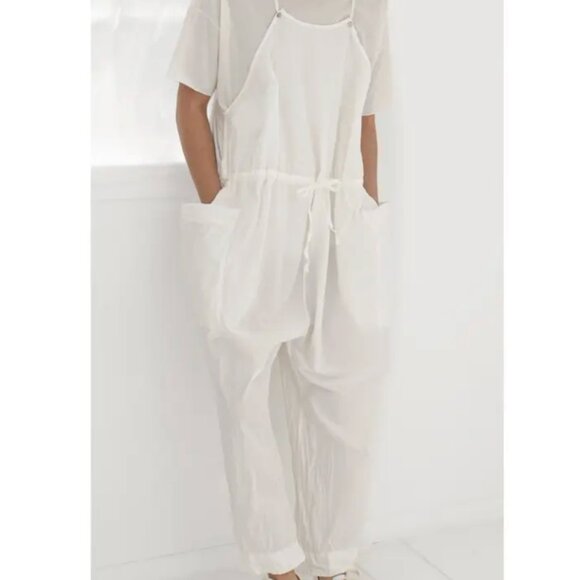 Album Di Famiglia Salopette Jumpsuit in Milk - Picture 1 of 5